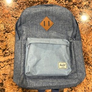 NWOT Herschel Heritage Backpack- Two Tone Chambray Blue- Striped Interior